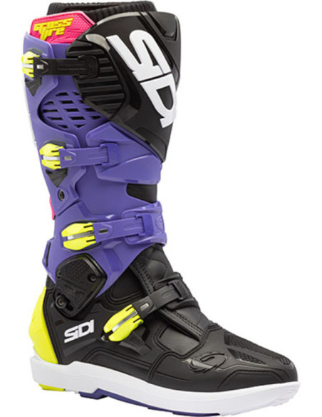 Bottes cross Sidi crossfire 3 SRS - Violet Noir Jaune Fluo