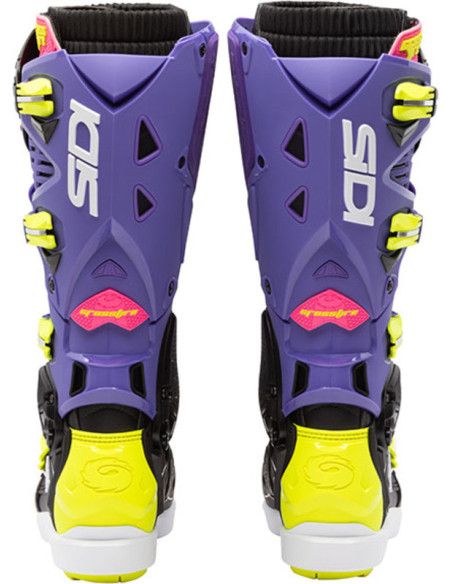 Bottes cross Sidi crossfire 3 SRS - Violet Noir Jaune Fluo
