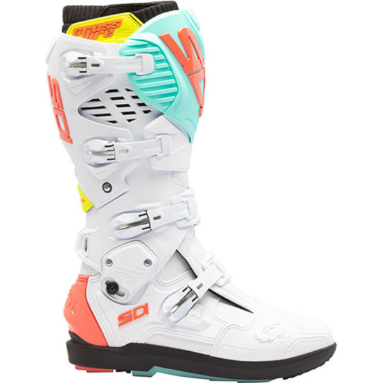 Bottes cross Sidi crossfire 3 SRS - Blanc Cyan Corail