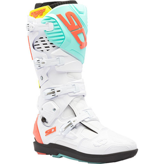 Bottes cross Sidi crossfire 3 SRS - Blanc Cyan Corail