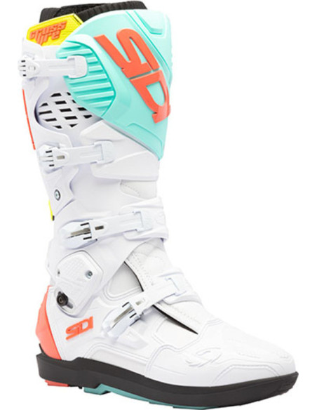 Bottes cross Sidi crossfire 3 SRS - Blanc Cyan Corail
