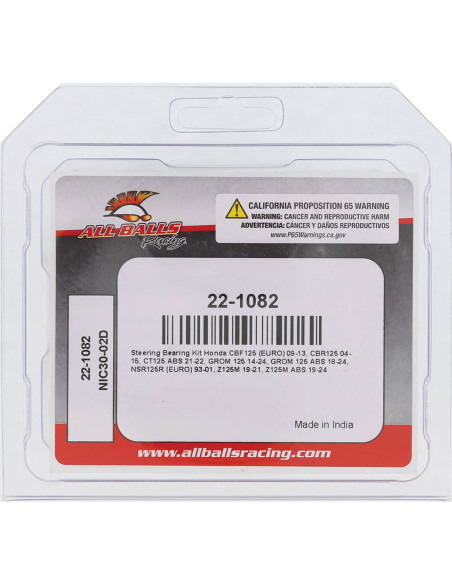 Roulements de colonne de direction ALL BALLS - HONDA 125 CBR R 2004-2015