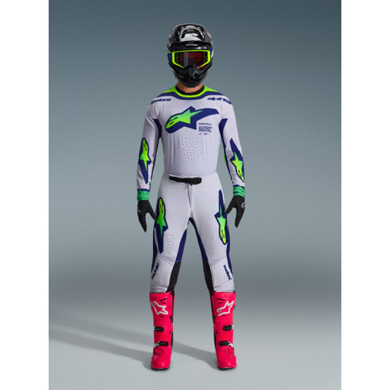 Tenue cross Alpinestars 2026 Supertech Vista - Light Gris Jaune Fluo Bleu