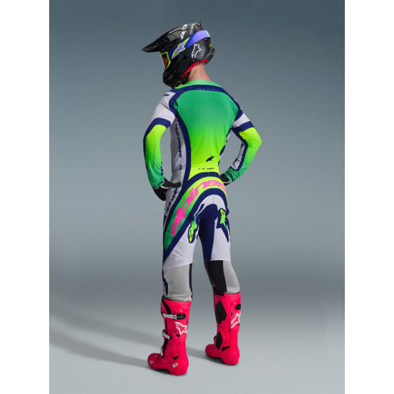 Tenue cross Alpinestars 2026 Supertech Vista - Light Gris Jaune Fluo Bleu