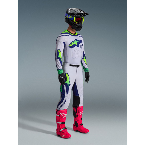 Tenue cross Alpinestars 2026 Supertech Vista - Light Gris Jaune Fluo Bleu