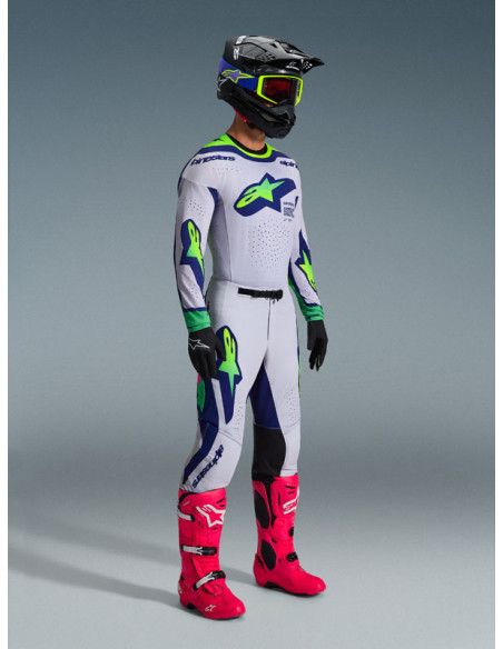 Tenue cross Alpinestars 2026 Supertech Vista - Light Gris Jaune Fluo Bleu