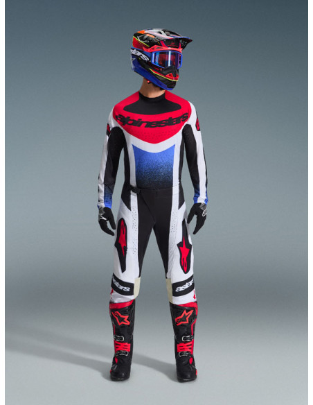 Tenue cross Alpinestars 2026 Techstar Knif - Noir Blanc Rouge