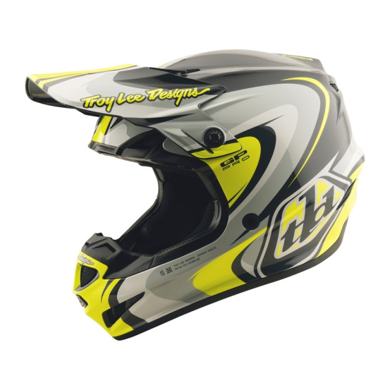 Casque cross Troy Lee Designs GP Pro Crossover - Gris Jaune