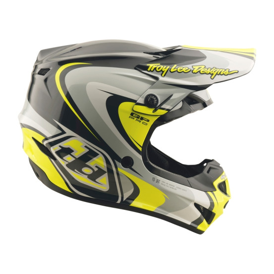 Casque cross Troy Lee Designs GP Pro Crossover - Gris Jaune