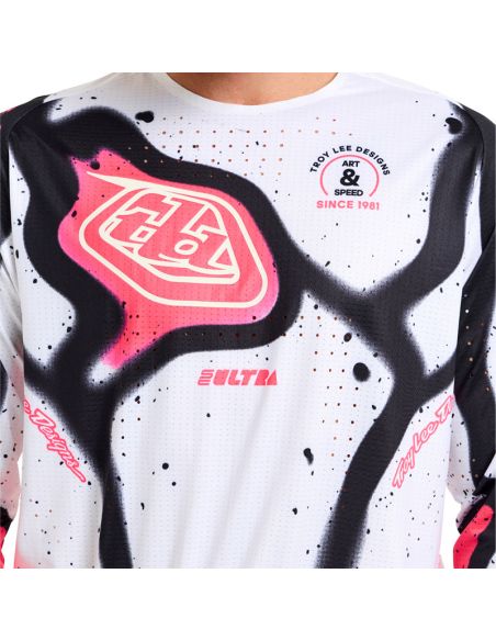 Maillot cross Troy Lee Designs SE Ultra Membrane - Blanc Infra Rouge