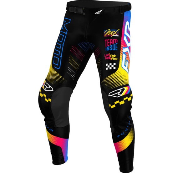 Pantalon cross enfant FXR 2026 Podium - Noir Bleu Razz