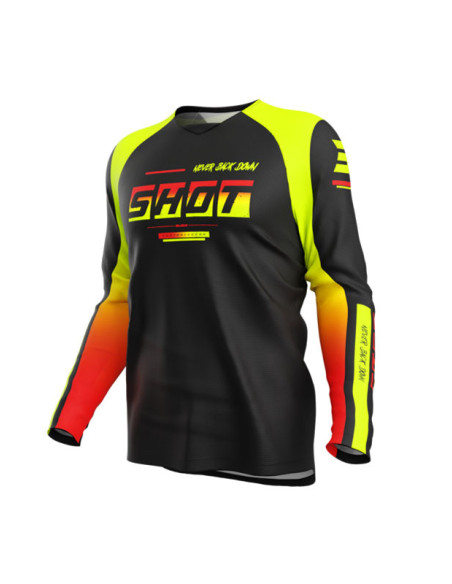 Maillot cross enfant Shot 2026 Draw Block - Jaune fluo