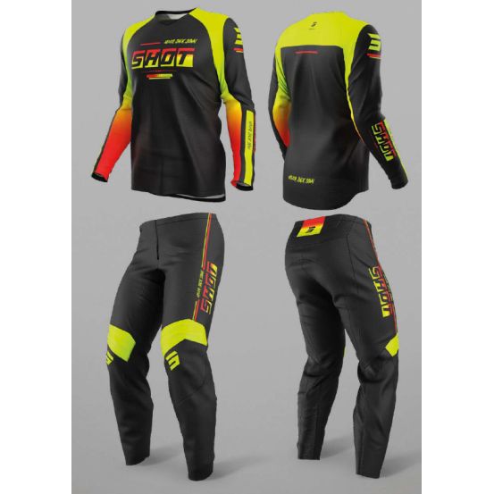 Tenue cross enfant Shot 2026 Draw Block - Jaune fluo