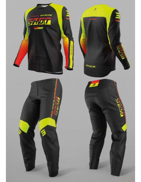 Tenue cross enfant Shot 2026 Draw Block - Jaune fluo