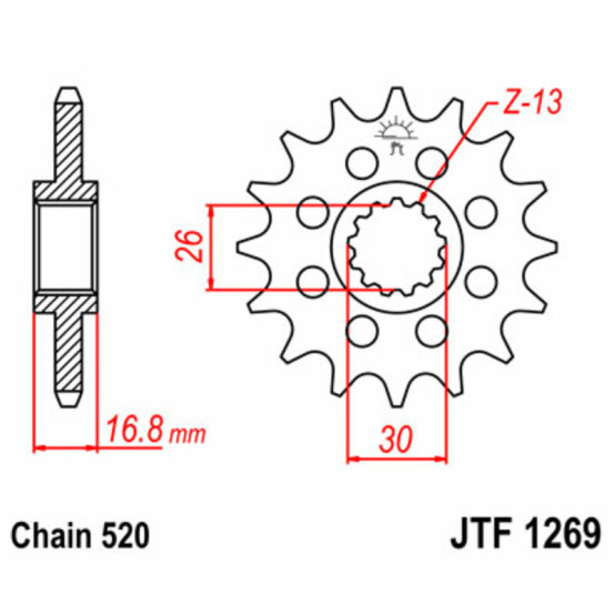 Pignon acier JT - Pas 520 - HONDA 600 à 1000cc