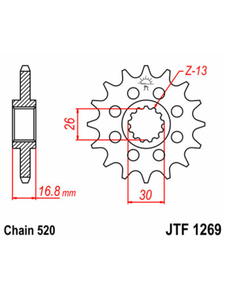 Pignon acier JT - Pas 520 - HONDA 600 à 1000cc