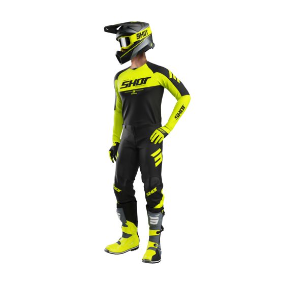 Tenue cross Shot 2026 Draw Private - Jaune fluo
