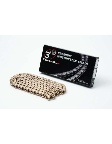 Chaine 120 maillons 520 or EK CHAIN ThreeD 520RV/3D NX-Ring - Attache à riveter