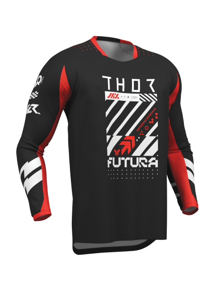 Maillot cross enfant Thor 2026 Launchmode Futura - Rouge Noir