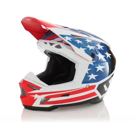 Casque cross 6D ATR-3 Patriot Brillant - Rouge Blanc Bleu