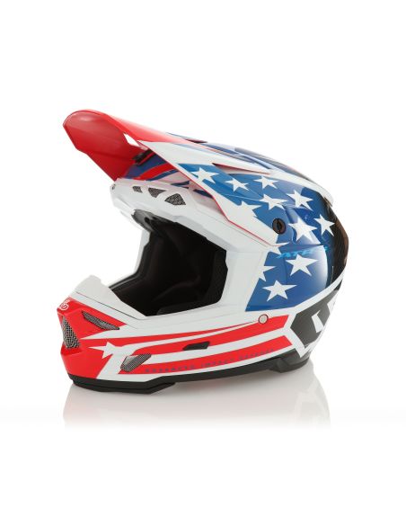 Casque cross 6D ATR-3 Patriot Brillant - Rouge Blanc Bleu