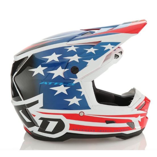 Casque cross 6D ATR-3 Patriot Brillant - Rouge Blanc Bleu