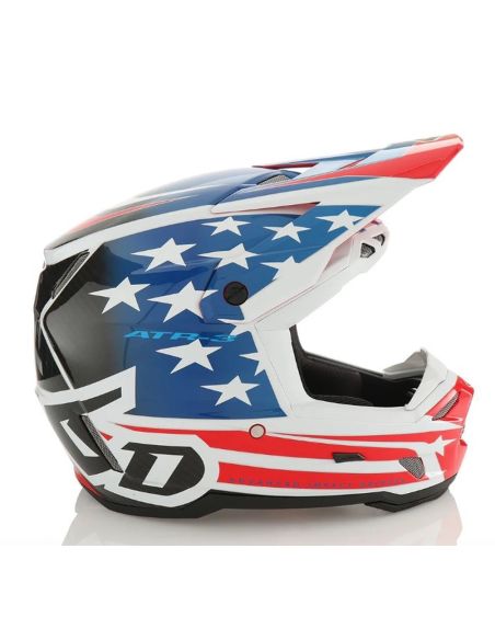 Casque cross 6D ATR-3 Patriot Brillant - Rouge Blanc Bleu