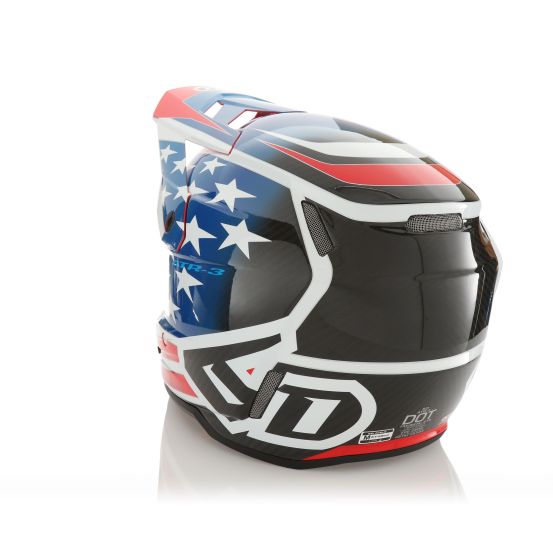 Casque cross 6D ATR-3 Patriot Brillant - Rouge Blanc Bleu