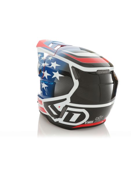 Casque cross 6D ATR-3 Patriot Brillant - Rouge Blanc Bleu