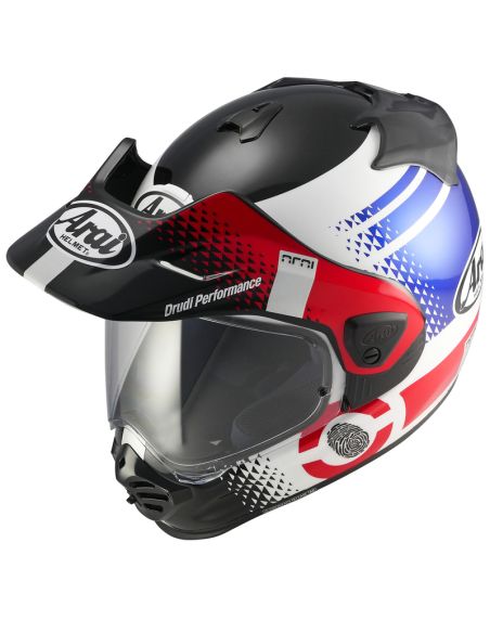 Casque adventure Arai Tour-X5 Print - Blanc Rouge Bleu