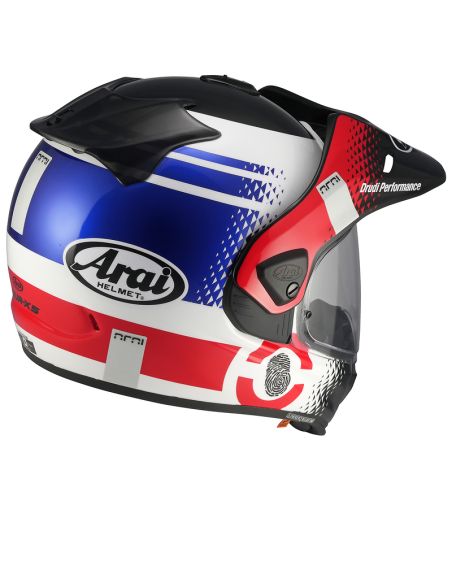 Casque adventure Arai Tour-X5 Print - Blanc Rouge Bleu