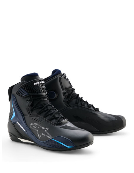 Baskets Alpinestars Faster-4 Drystar - Noir Bleu Cyan