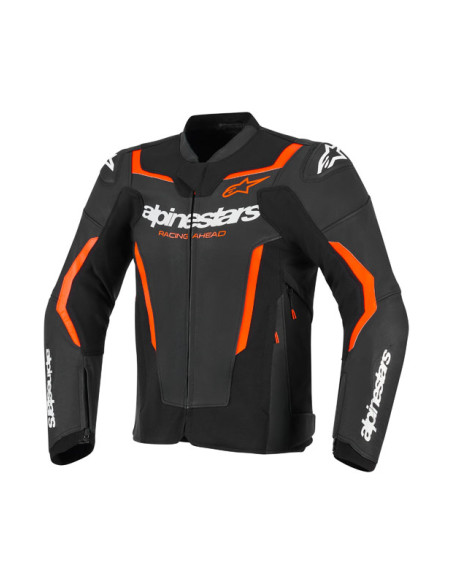 Blouson cuir Alpinestars GP Force V2 - Noir Rouge Fluo