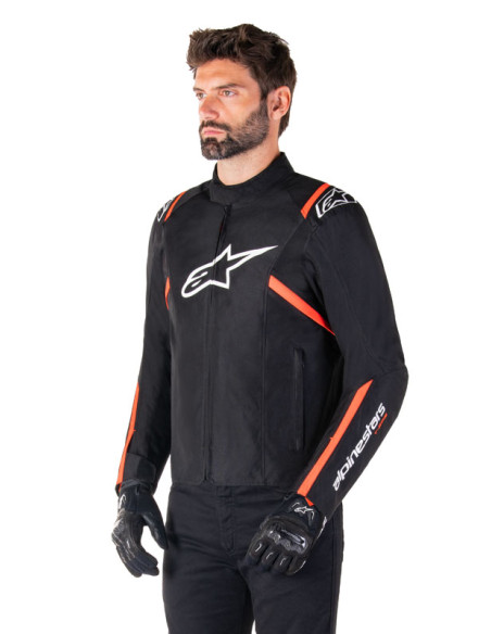 Blouson Alpinestars T-SPS V2 Waterproof - Noir Blanc Rouge Fluo