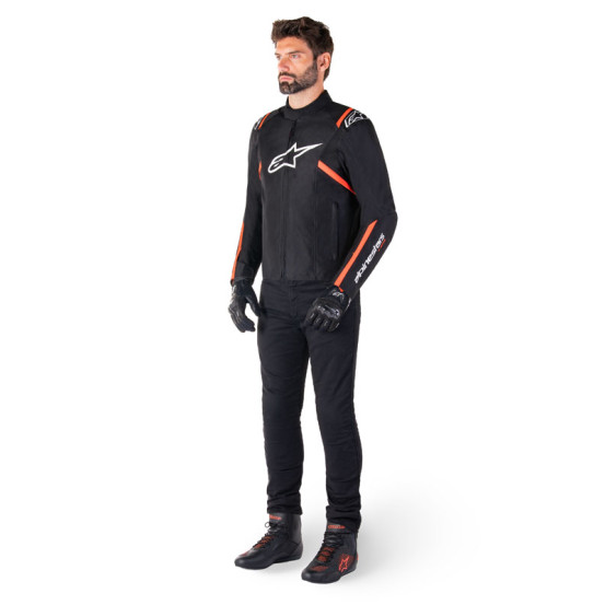 Blouson Alpinestars T-SPS V2 Waterproof - Noir Blanc Rouge Fluo