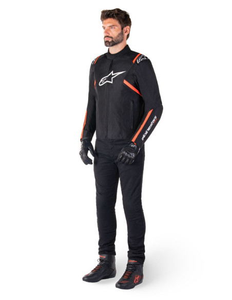 Blouson Alpinestars T-SPS V2 Waterproof - Noir Blanc Rouge Fluo