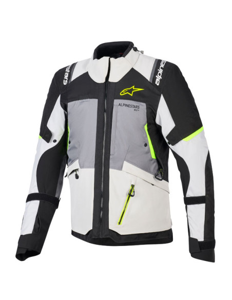 Veste Alpinestars Andes V4 Drystar - Gris foncé Bleu Ice Gris Jaune Fluo