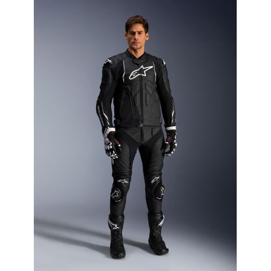 Blouson cuir Alpinestars Dusk - Noir Blanc