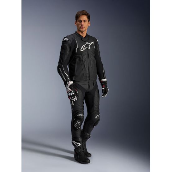 Blouson cuir Alpinestars Dusk - Noir Blanc