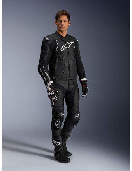 Blouson cuir Alpinestars Dusk - Noir Blanc