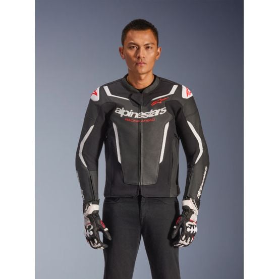Blouson cuir Alpinestars GP Force V2 - Noir Blanc