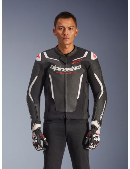 Blouson cuir Alpinestars GP Force V2 - Noir Blanc