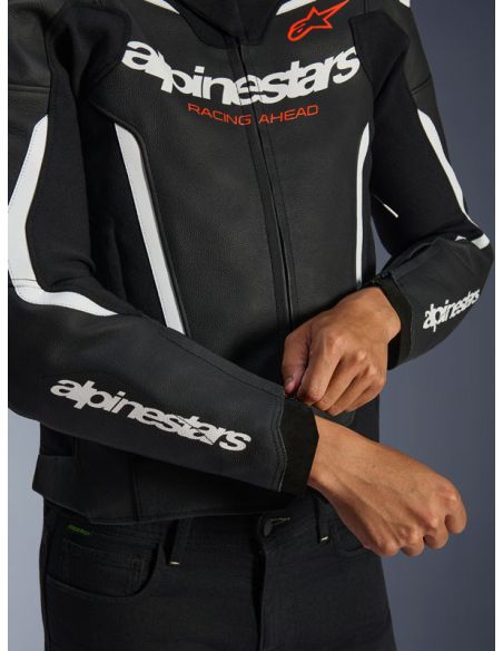 Blouson cuir Alpinestars GP Force V2 - Noir Blanc