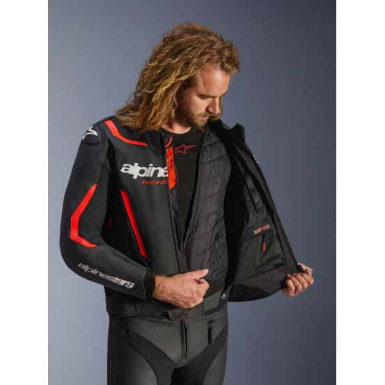 Blouson cuir Alpinestars GP Force V2 - Noir Rouge Fluo