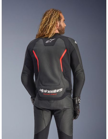Blouson cuir Alpinestars GP Force V2 - Noir Rouge Fluo
