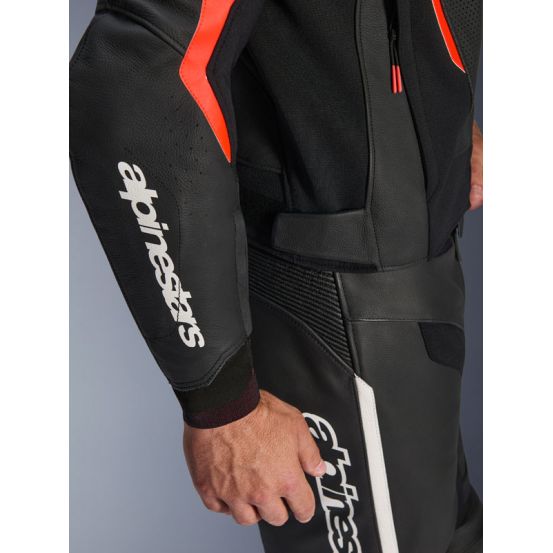 Blouson cuir Alpinestars GP Force V2 - Noir Rouge Fluo