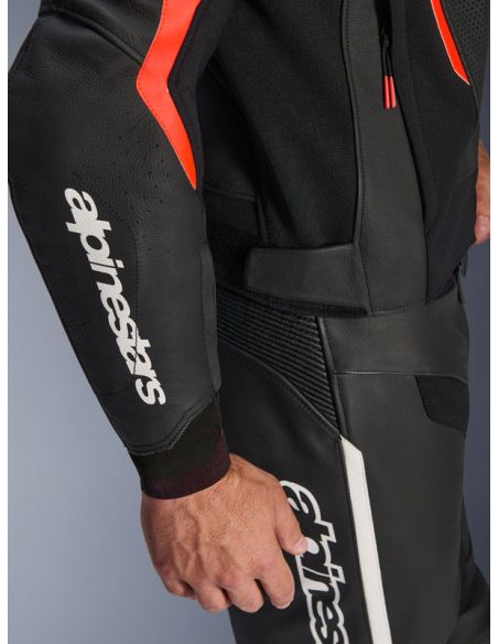 Blouson cuir Alpinestars GP Force V2 - Noir Rouge Fluo