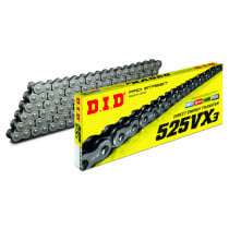 Chaine transmission moto DID 525 VX3 Noir/Noir super renforcée joints toriques Xring a riveter