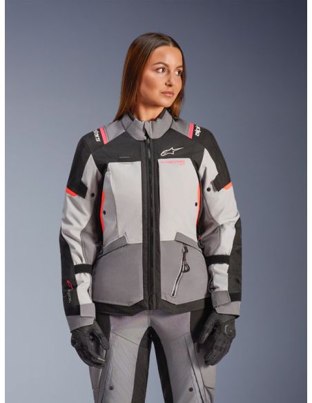 Veste Alpinestars Stella Andes V4 Drystar - Gris Bleu Ice Corail fluo