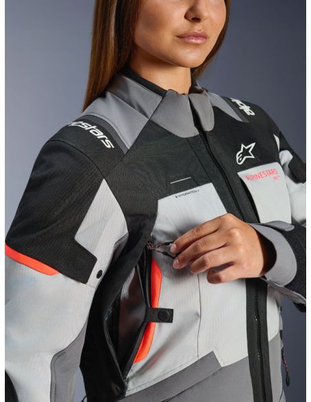 Veste Alpinestars Stella Andes V4 Drystar - Gris Bleu Ice Corail fluo
